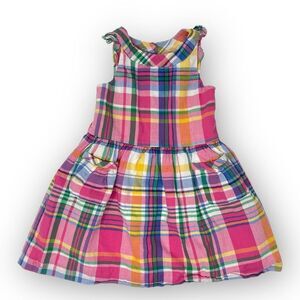 Polo Ralph Lauren Plaid Pink Fit & Flare Cotton Dress Girl Size 18 Months